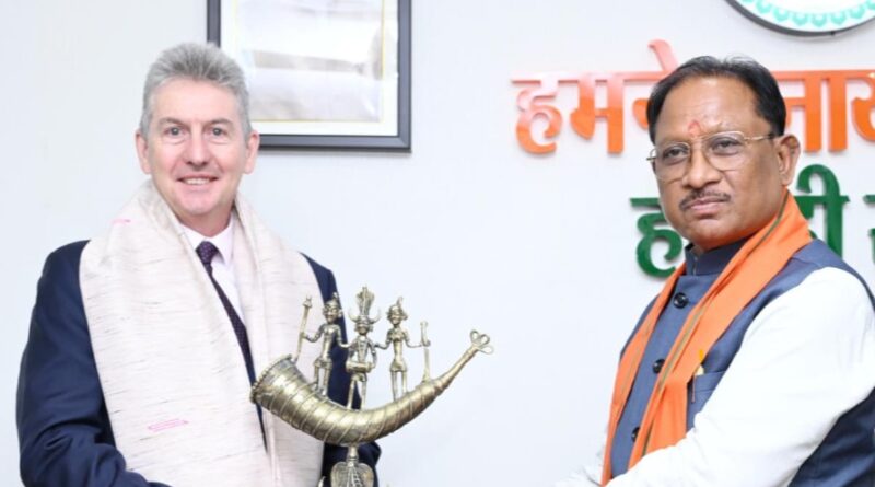 मुख्यमंत्री  विष्णु देव साय से आस्ट्रेलिया के महावाणिज्य दूत बर्नार्ड लिंच ने की सौजन्य मुलाकात